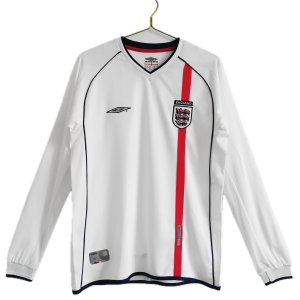 Angleterre Maillot Retro Domicile Manche Longues 2002