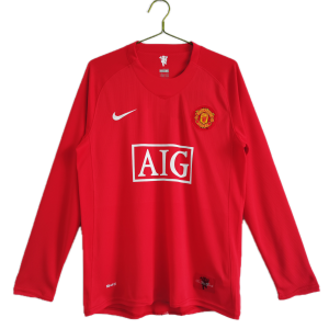 Manchester United Maillot Retro Manche Longues Domicile 07/08