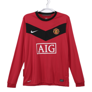 Manchester United Maillot Retro Manche Longues Domicile 09/10