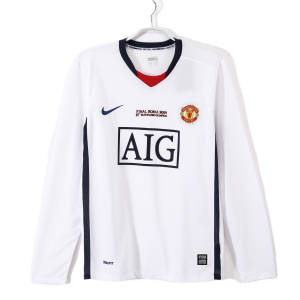 Manchester United Maillot Retro Manche Longues Exterieur 08/09