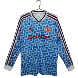Manchester United Maillot Retro Manche Longues Exterieur 90/92