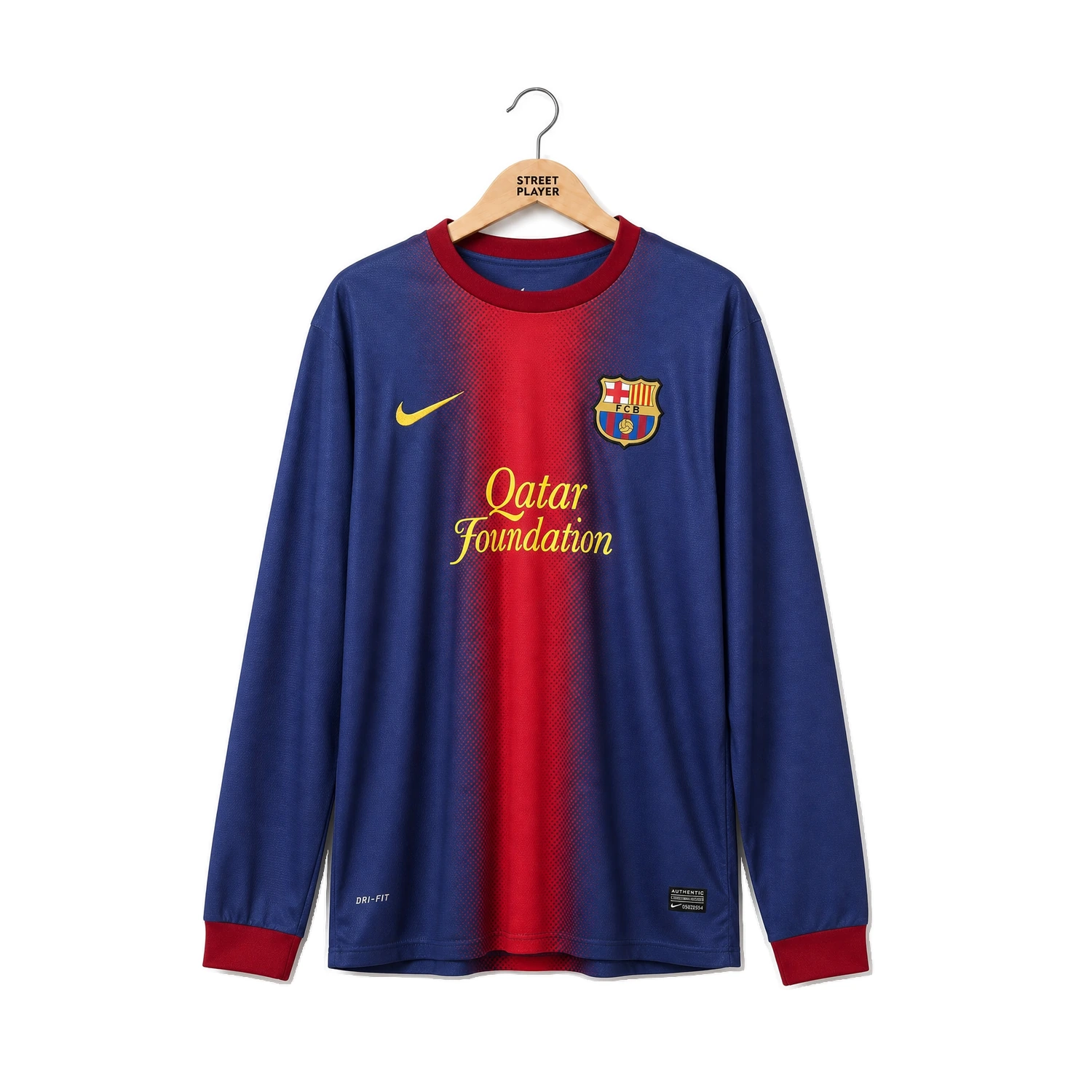 52069 fc barcelone maillot retro domicile manche longues 12 13 devant.webp