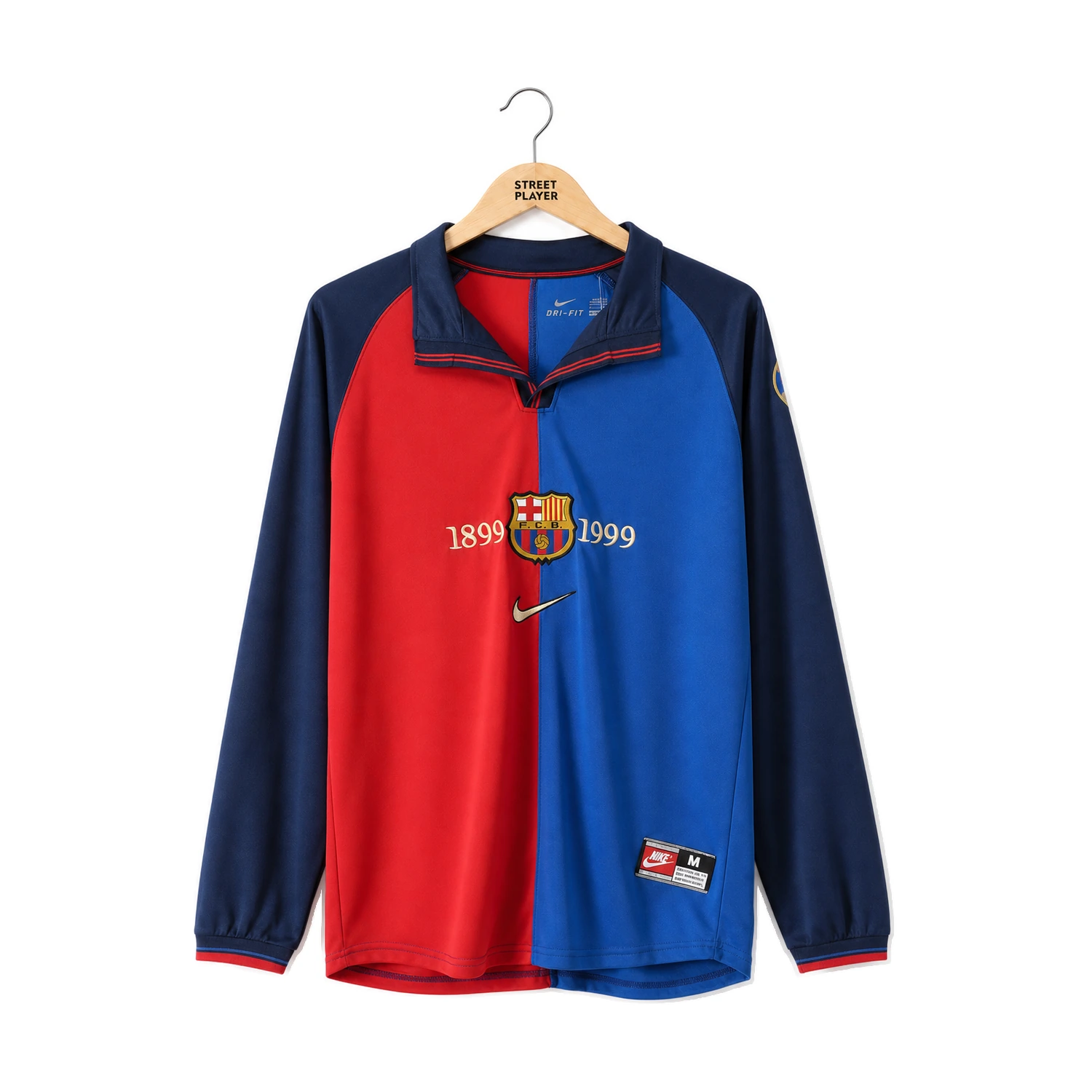 52074 fc barcelone maillot retro domicile manche longues 99 00 devant.webp